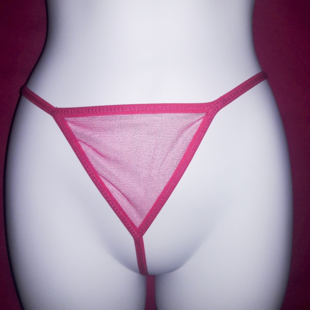 Sheer Pink Mesh Lace Handkerchief Babydoll Set O/S - Picture 6 of 7